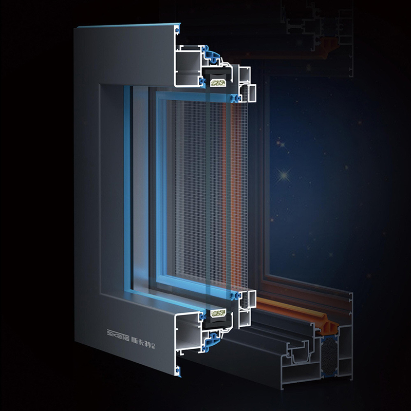 2.2 mm Espessura da parede Estilo moderno Vidro duplo de vidro de luxo Janela deslizante de alumínio