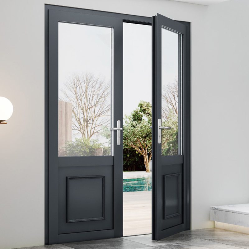 Porta de vidro de casamento francês de alumínio de design personalizado para instalações de produção avançadas