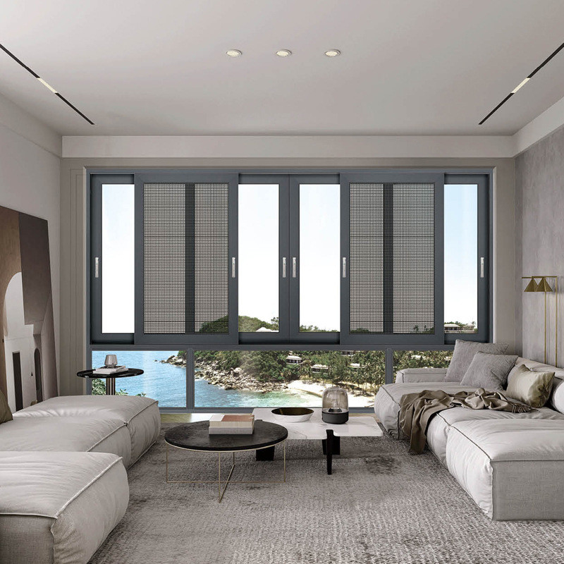 8-Way Seal Alumínio Três Pistas Sliding Windows 2,2 mm Espessura da parede Forte equipe de design