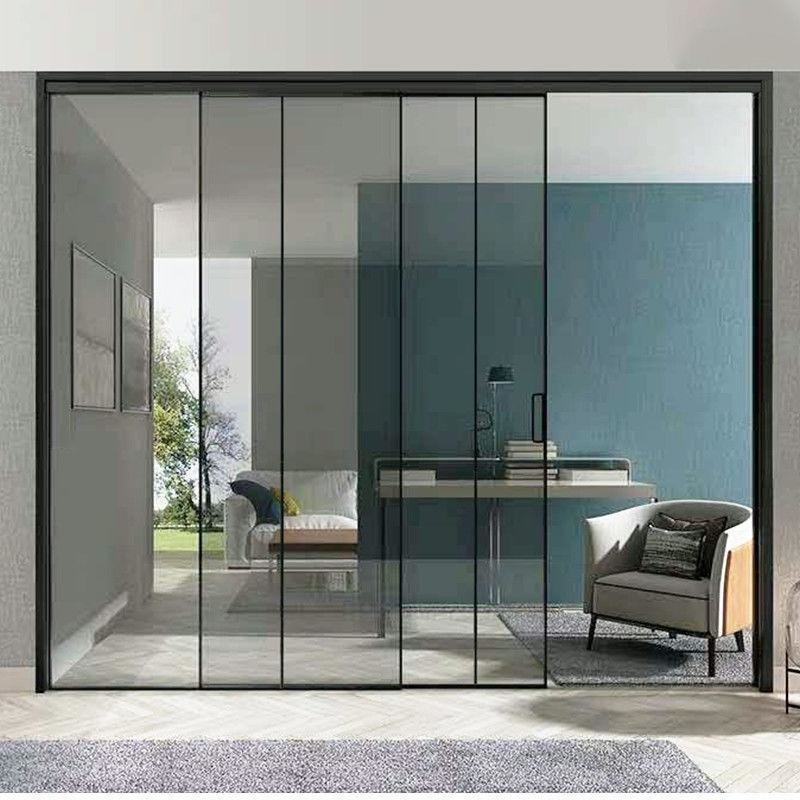 Portas deslizantes de elevador de alumínio de design moderno com espessura de parede de 1,4 mm e vidro duplo