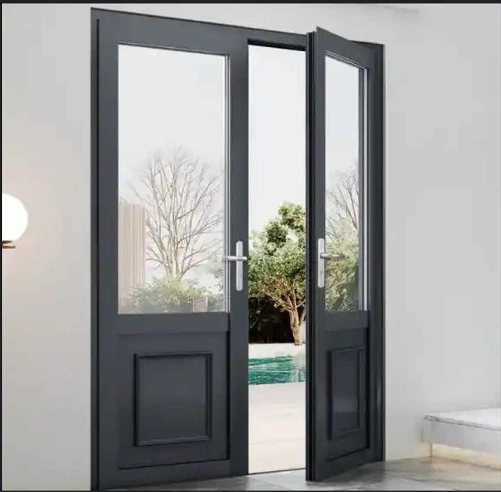 Design minimalista Portas de revestimento de liga de alumínio à prova d'água para método de abertura de balanço