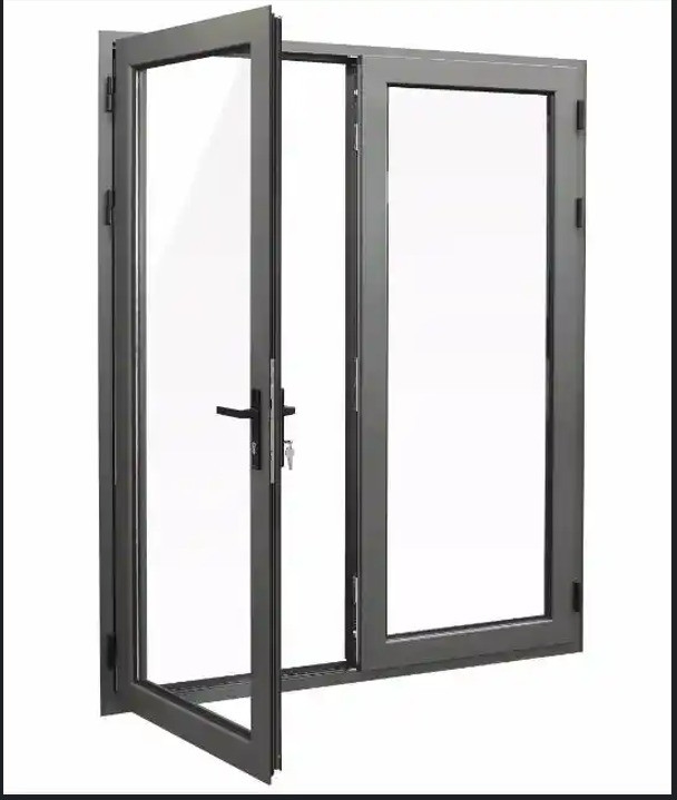 Design minimalista Portas de revestimento de liga de alumínio à prova d'água para método de abertura de balanço