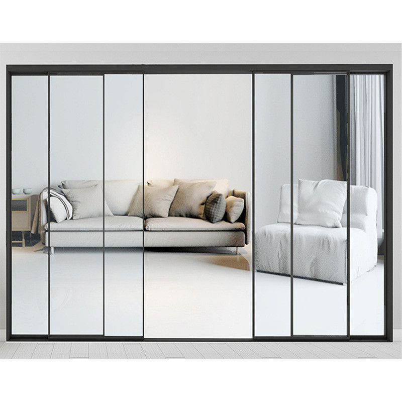 Produzindo portas de vidro de alumínio de estrutura estreita deslizante com design minimalista
