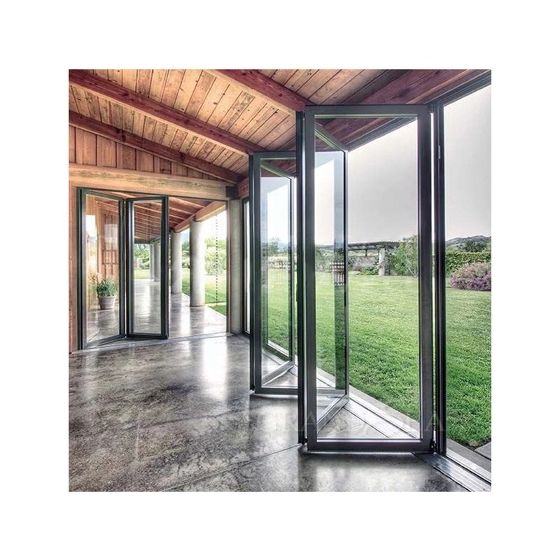 1.4mm espessura da parede alumínio vidro Patio porta acordeão para solução de segurança moderna