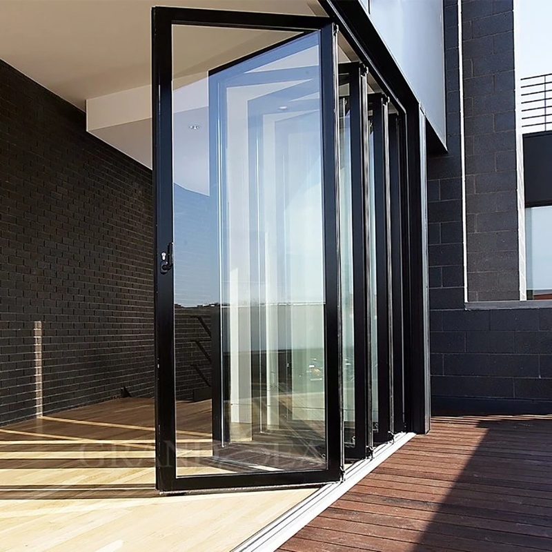 1.4mm espessura da parede alumínio vidro Patio porta acordeão para solução de segurança moderna