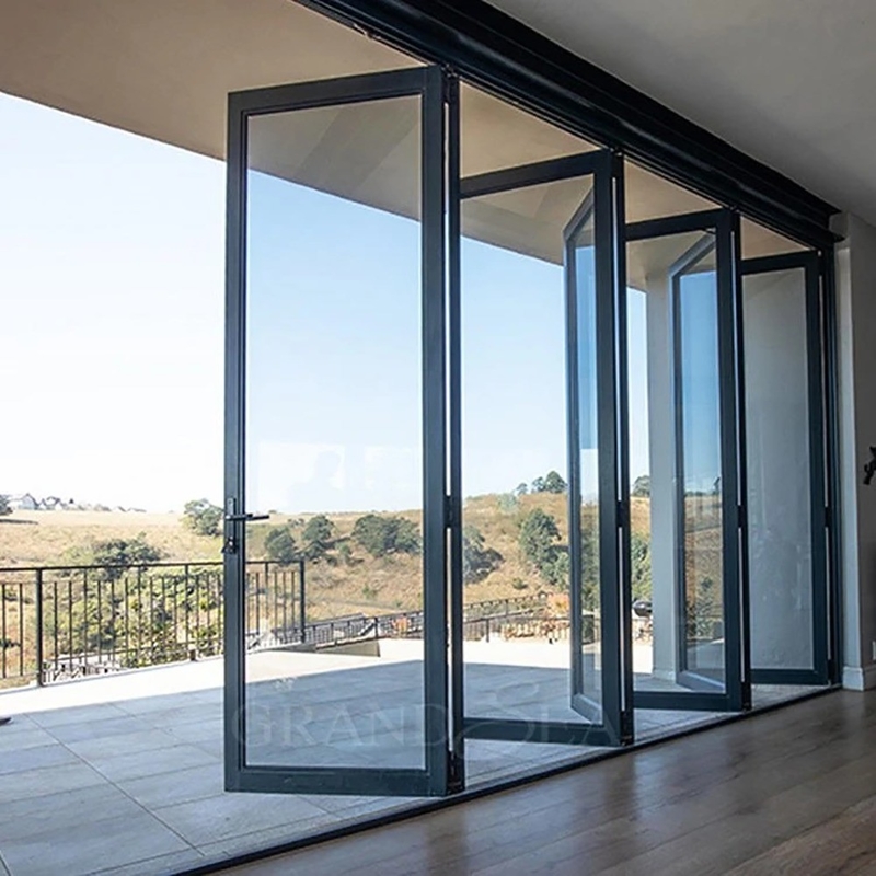 1.4mm espessura da parede alumínio vidro Patio porta acordeão para solução de segurança moderna