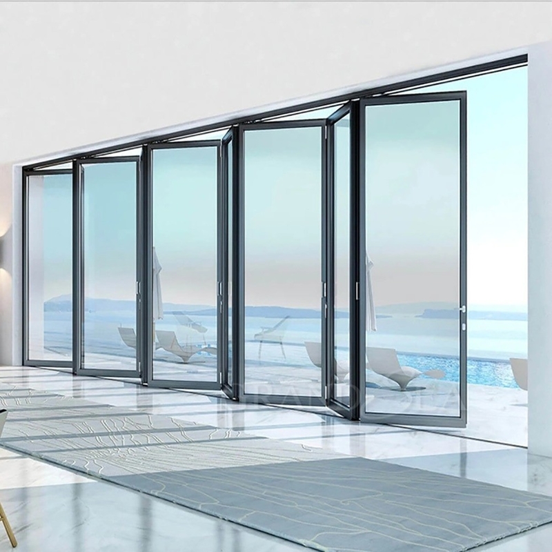 1.4mm espessura da parede alumínio vidro Patio porta acordeão para solução de segurança moderna