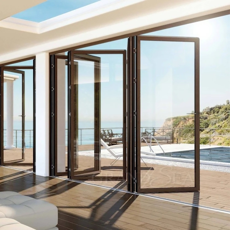 1.4mm espessura da parede alumínio vidro Patio porta acordeão para solução de segurança moderna