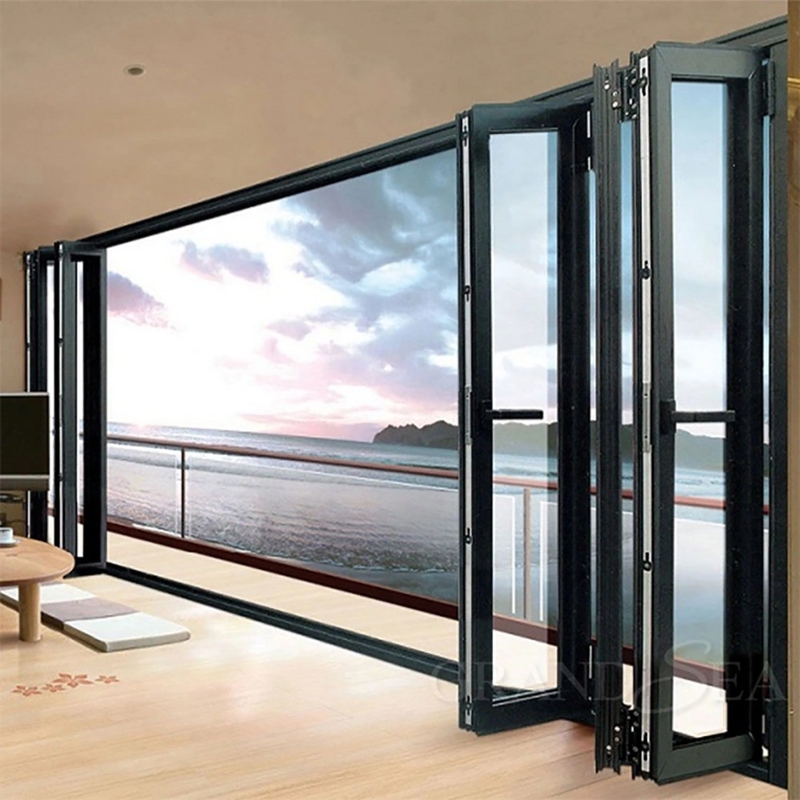 1.4mm espessura da parede alumínio vidro Patio porta acordeão para solução de segurança moderna