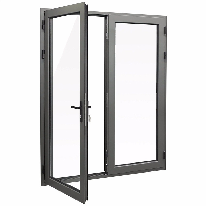 Modern Alumínio Exterior Duplo Vidro Swing Casement Portas para uma aparência elegante
