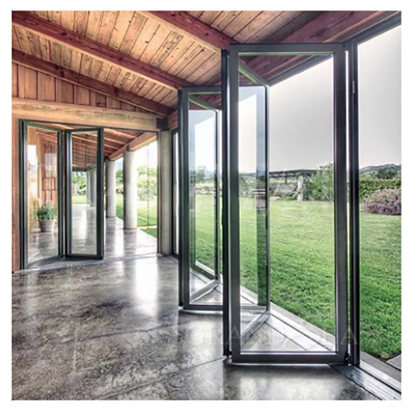 Patinação Large-Scale Aluminium Thermal Break Black Aluminium Alloy Bi-Fold Doors para vidro
