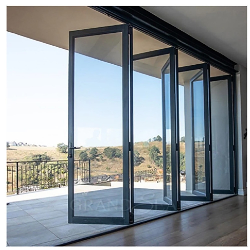 Patinação Large-Scale Aluminium Thermal Break Black Aluminium Alloy Bi-Fold Doors para vidro