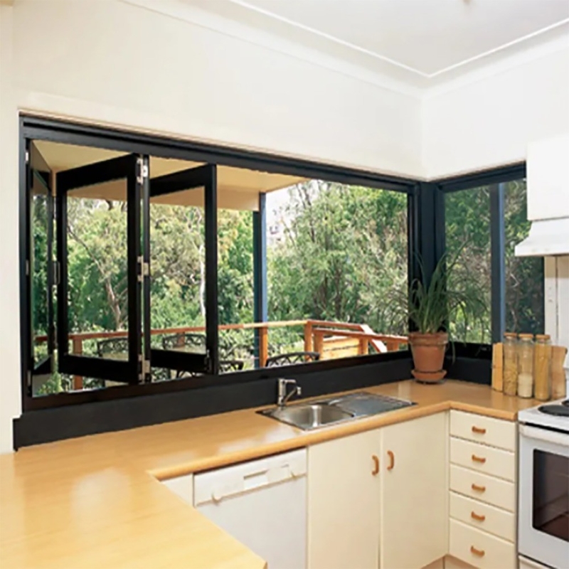 70mm Largura Alumínio Corpo de Ligação BI Janela dobrável com Design Moderno e Janela Deslizante
