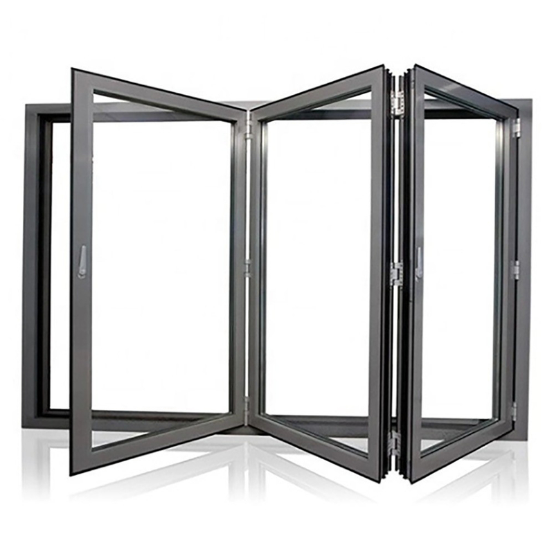 Cortina de luva de alumínio duplo temperado Bi Fold Window para habitação oficina banheiro