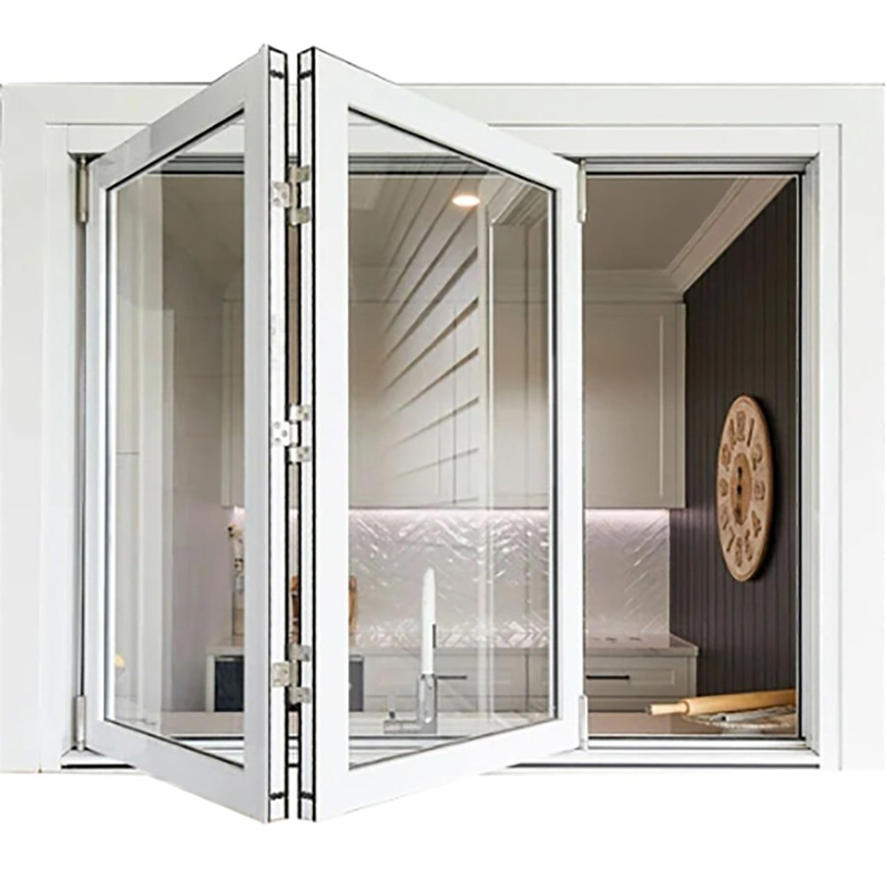 Cortina de luva de alumínio duplo temperado Bi Fold Window para habitação oficina banheiro
