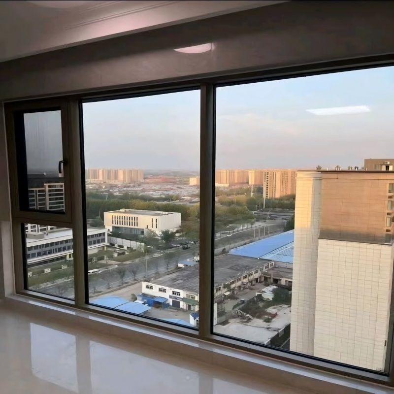 Janela de revestimento de alumínio de mão de design moderno com canto anti-colisão tipo R