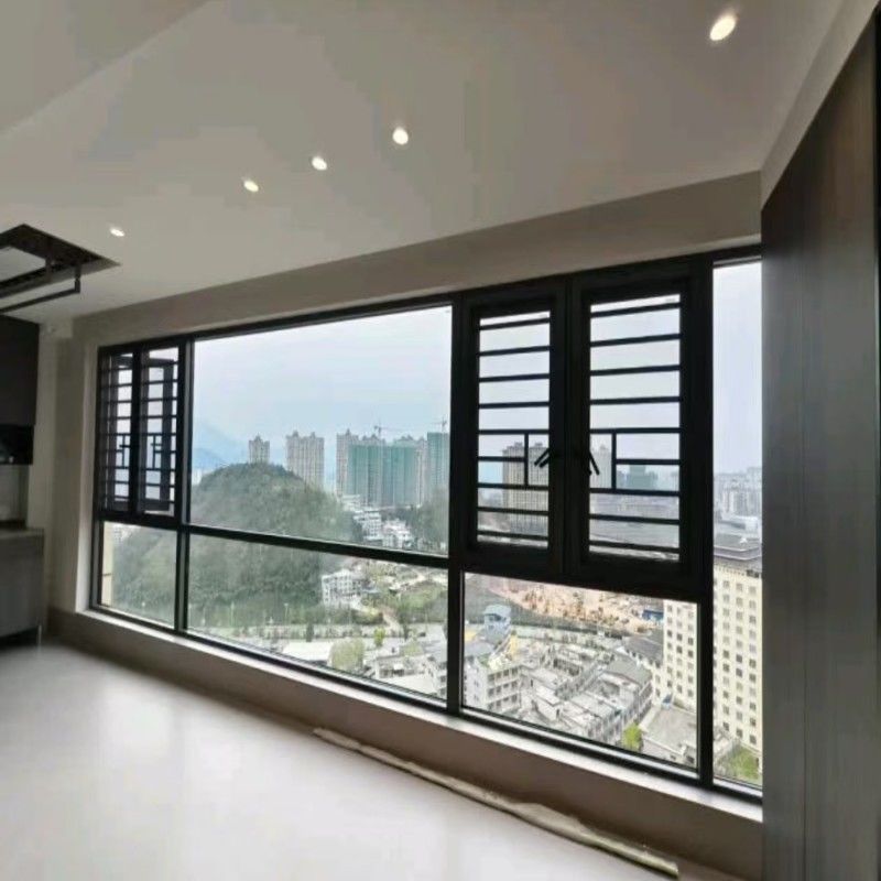 Janela de revestimento de alumínio de mão de design moderno com canto anti-colisão tipo R