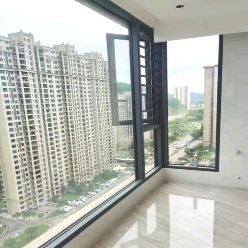 Janela de revestimento de alumínio de mão de design moderno com canto anti-colisão tipo R