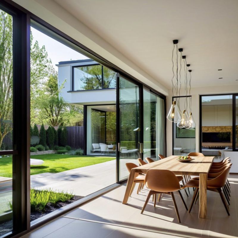 Porta deslizante de alumínio de alta transmissão de luz de alumínio com vidros duplos com pistas múltiplas para pátio