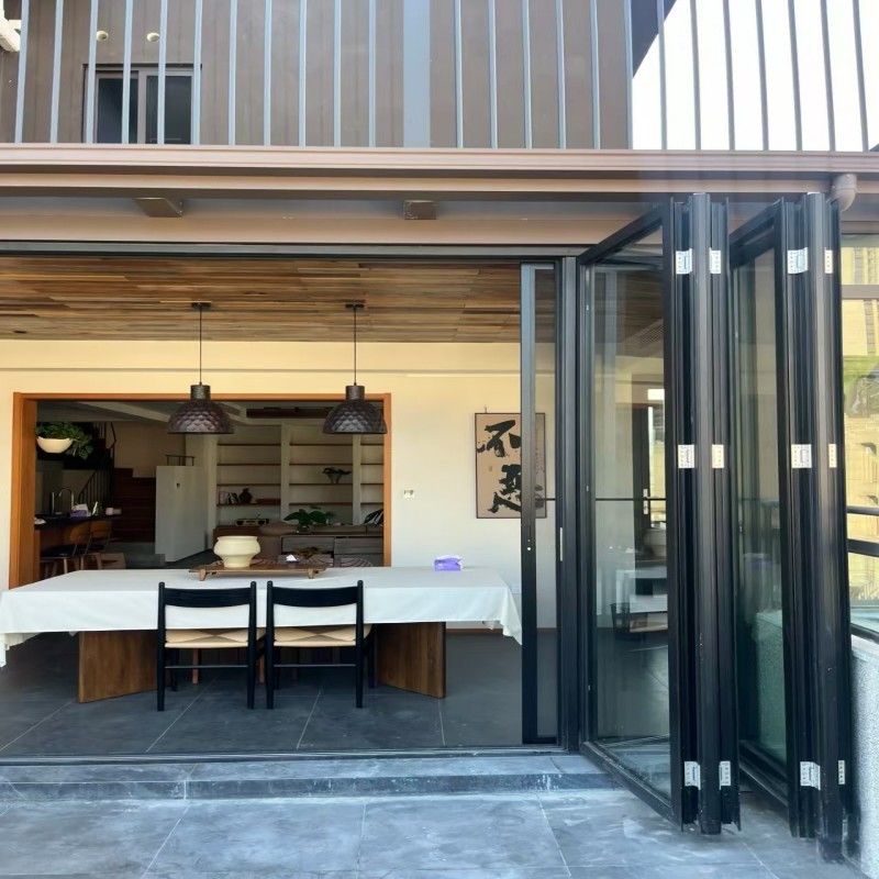 Porta de vidro dobrável de alumínio de alto desempenho para espaços exteriores