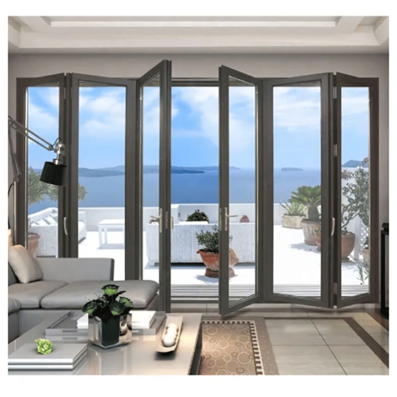 Porta de vidro dobrável de alumínio de alto desempenho para espaços exteriores
