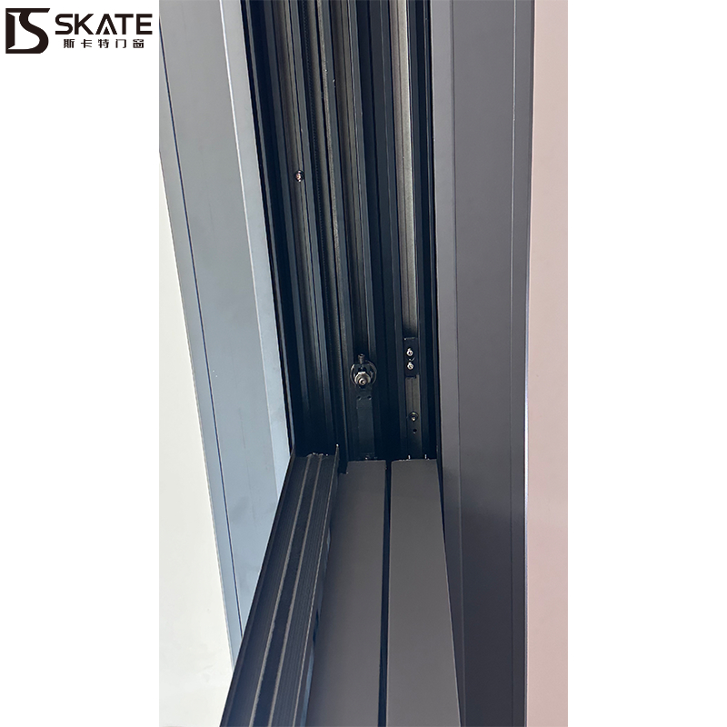 Skate Stylish Thermal Break Aluminum Narrow Frame Sliding Door with Tempered Glass Panels