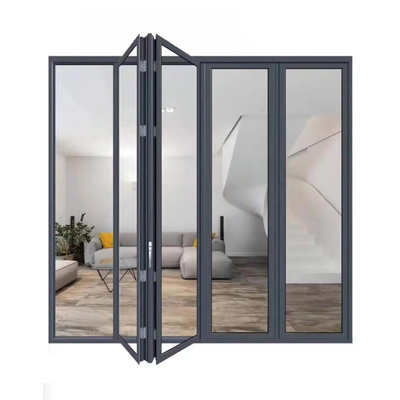 Porta deslizante de vidro triplex Porta dobrável de vidro temperado de liga de alumínio