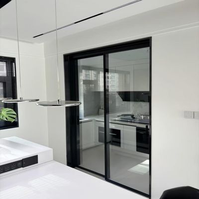 Patinação Estilo Thermal Break Alumínio Estrito Quadro Porta Deslizante com Painéis de Vidro Temperado